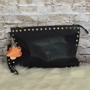 Black edgy studded clutch